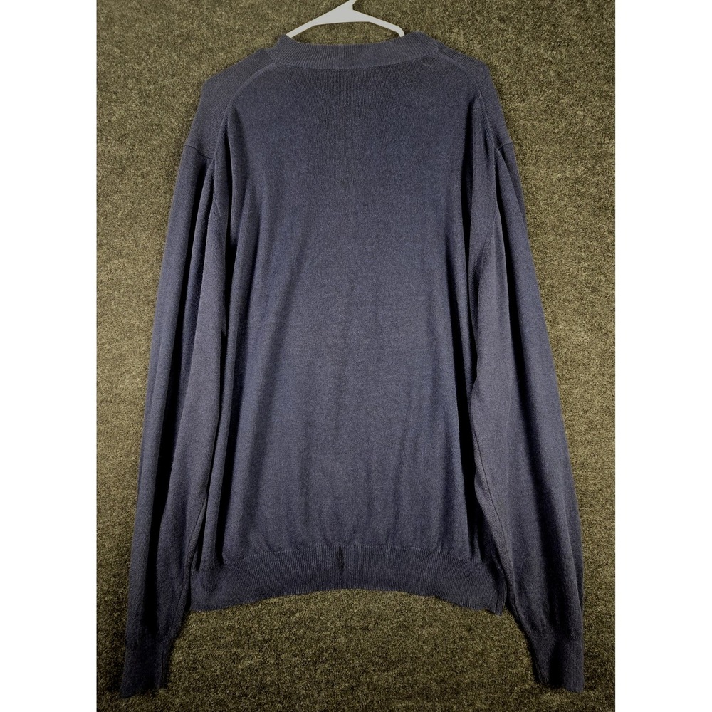 Toscano Mens XL Navy Blue Mock Neck Long Sleeve Light Sweater Cotton Blend